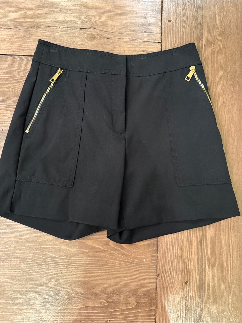 WHBL Black Women's High-Waist Shorts with Gold Zipper Detail